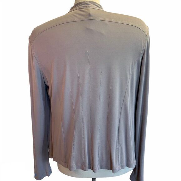 Marc Cain brown taupe open front silk Cardigan Sz XL/14 - Picture 3 of 7